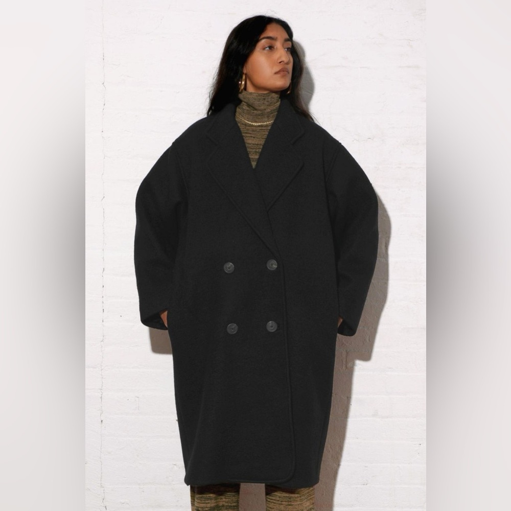 MARA HOFFMAN BLACK CLEMENTINE WOOL COAT SIZE M/L